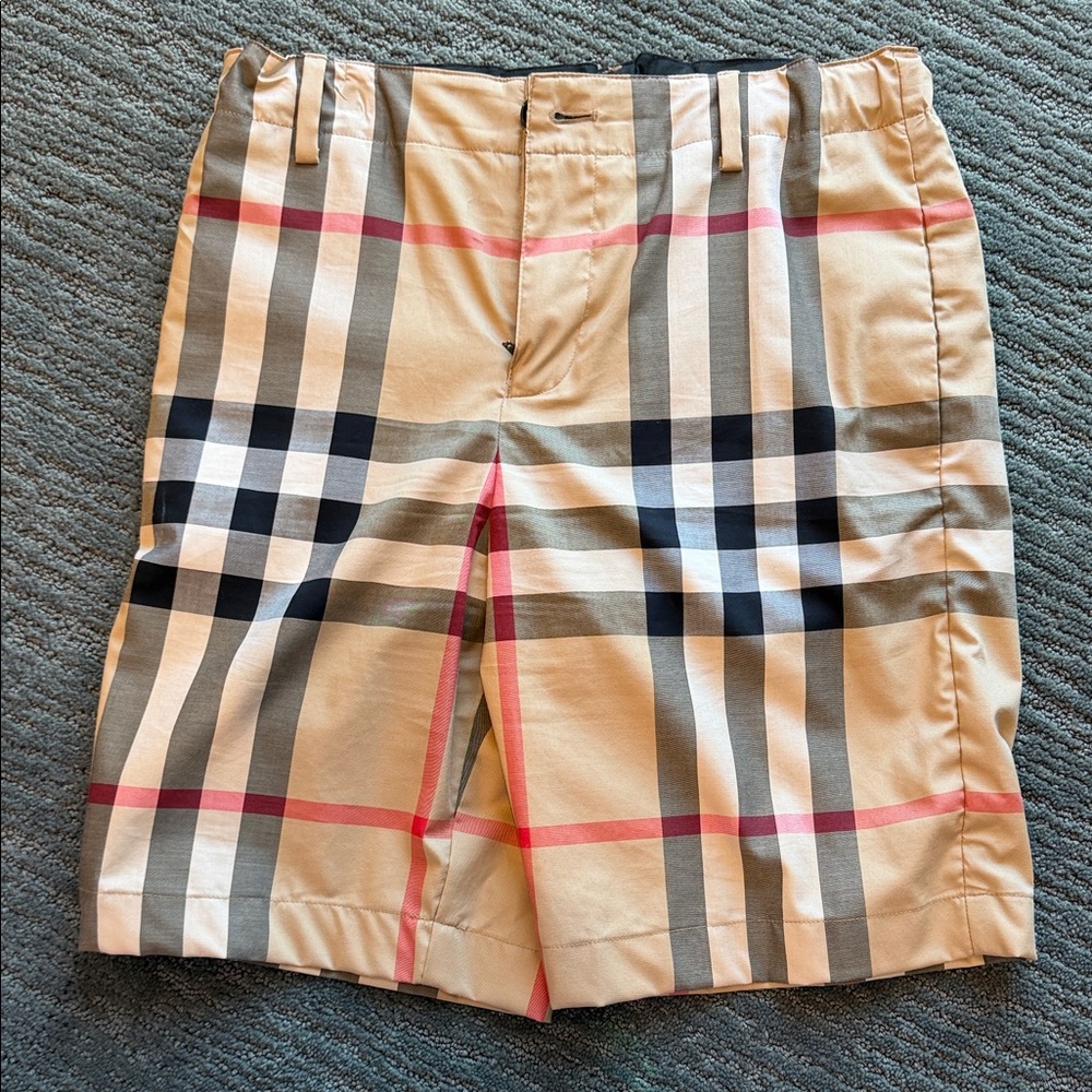Authentic Burberry Tan and Black Plaid Kids Shorts